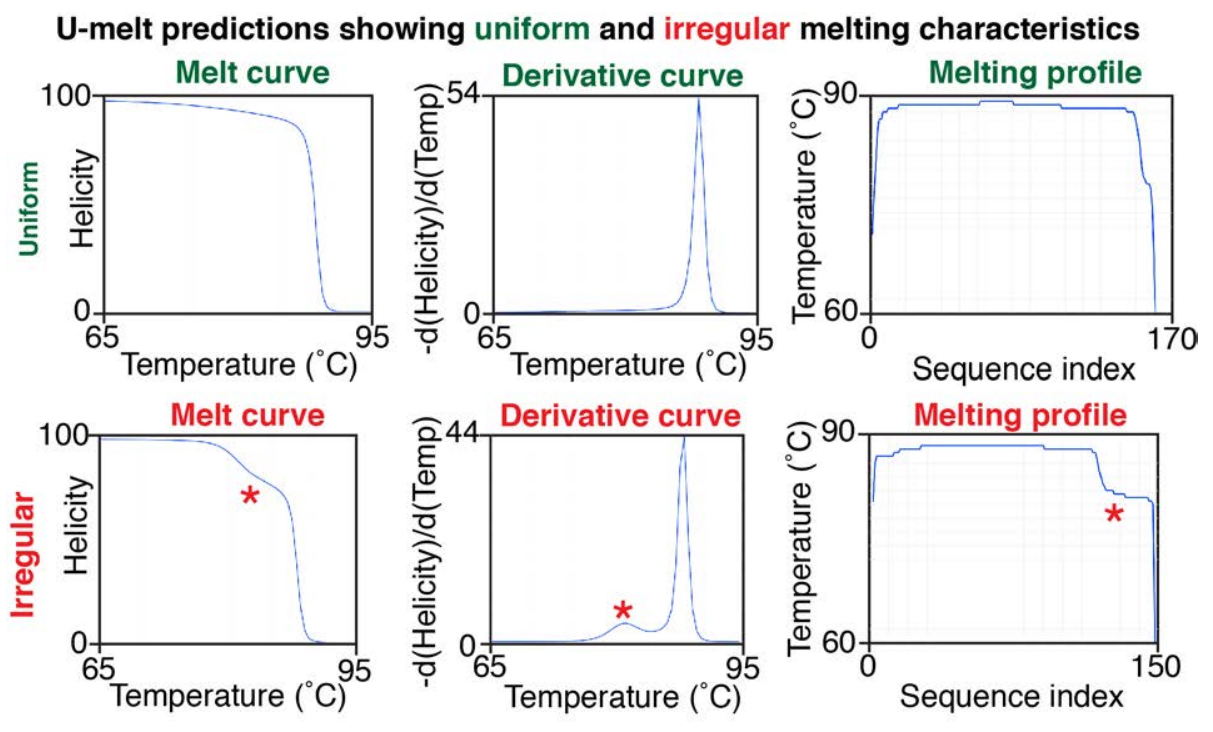 U-melt predictions showing uniform and irregular melting characteristics