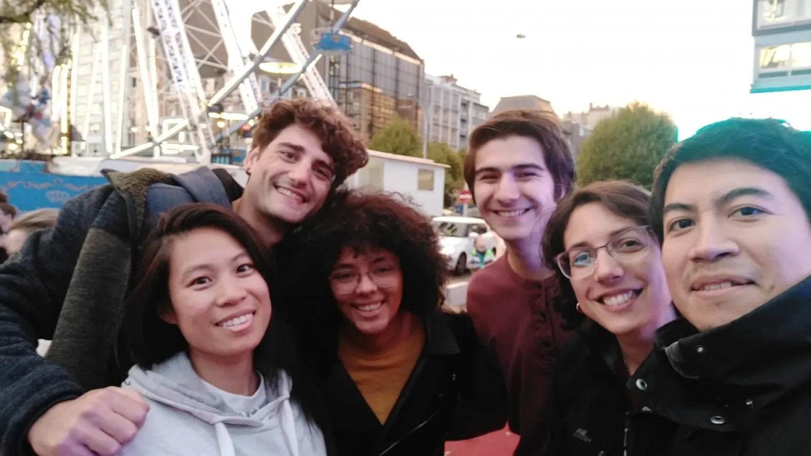 Mitchell Ticoras and his lab members enjoying some downtime in Liège.