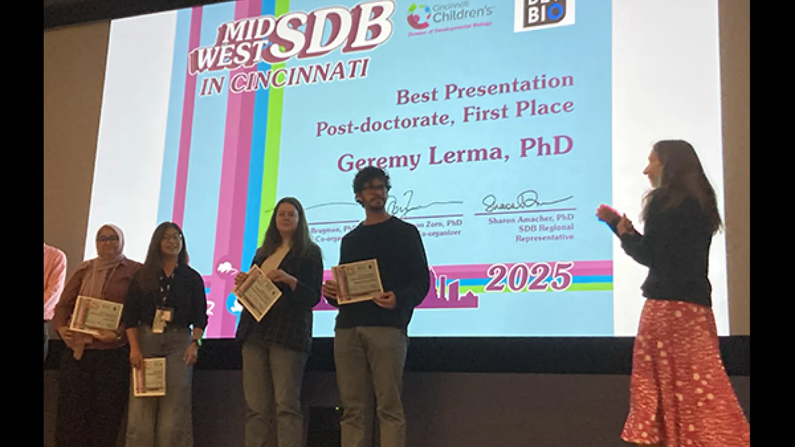 Geremy Lerma receiving his prize. Geremy is the second from the right in the picture.