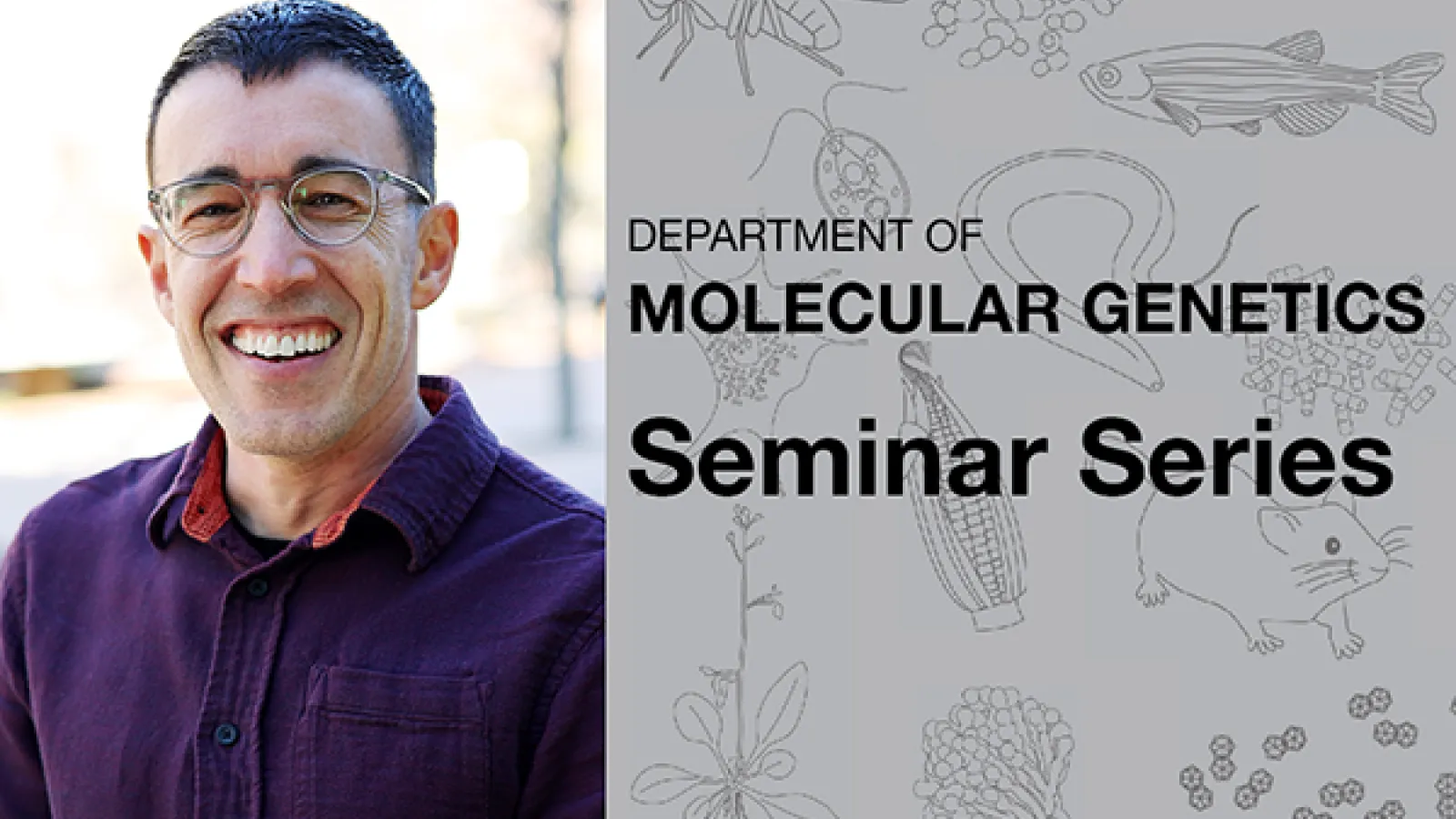 Headshot and seminar announcment, Dr. Ofer Rog