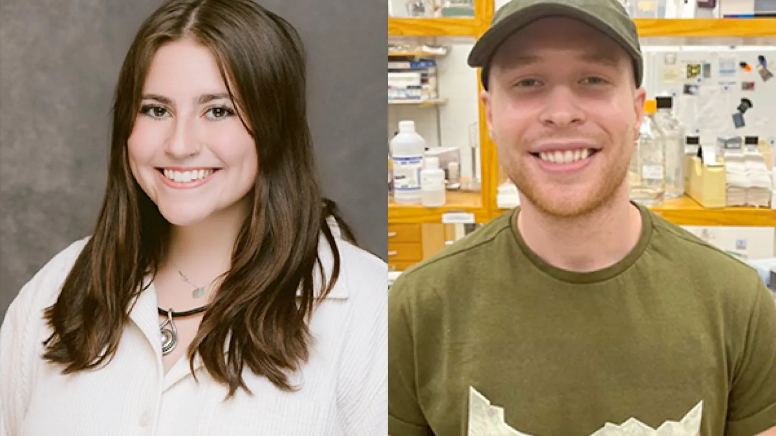 Headshots of Olivia Basile and Nathen Zavada