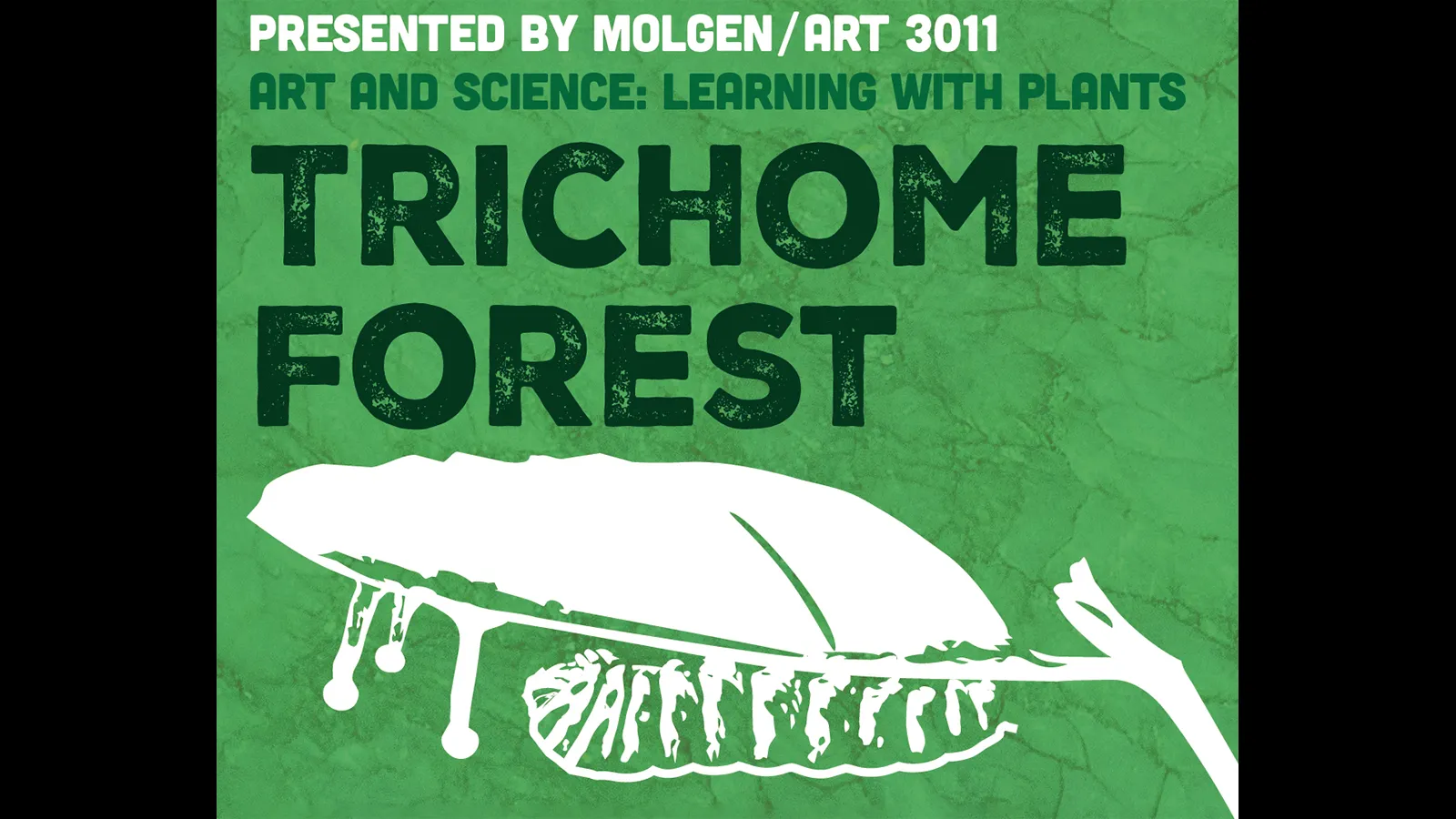 Trichome Forest poster featuring a white plant on a green background