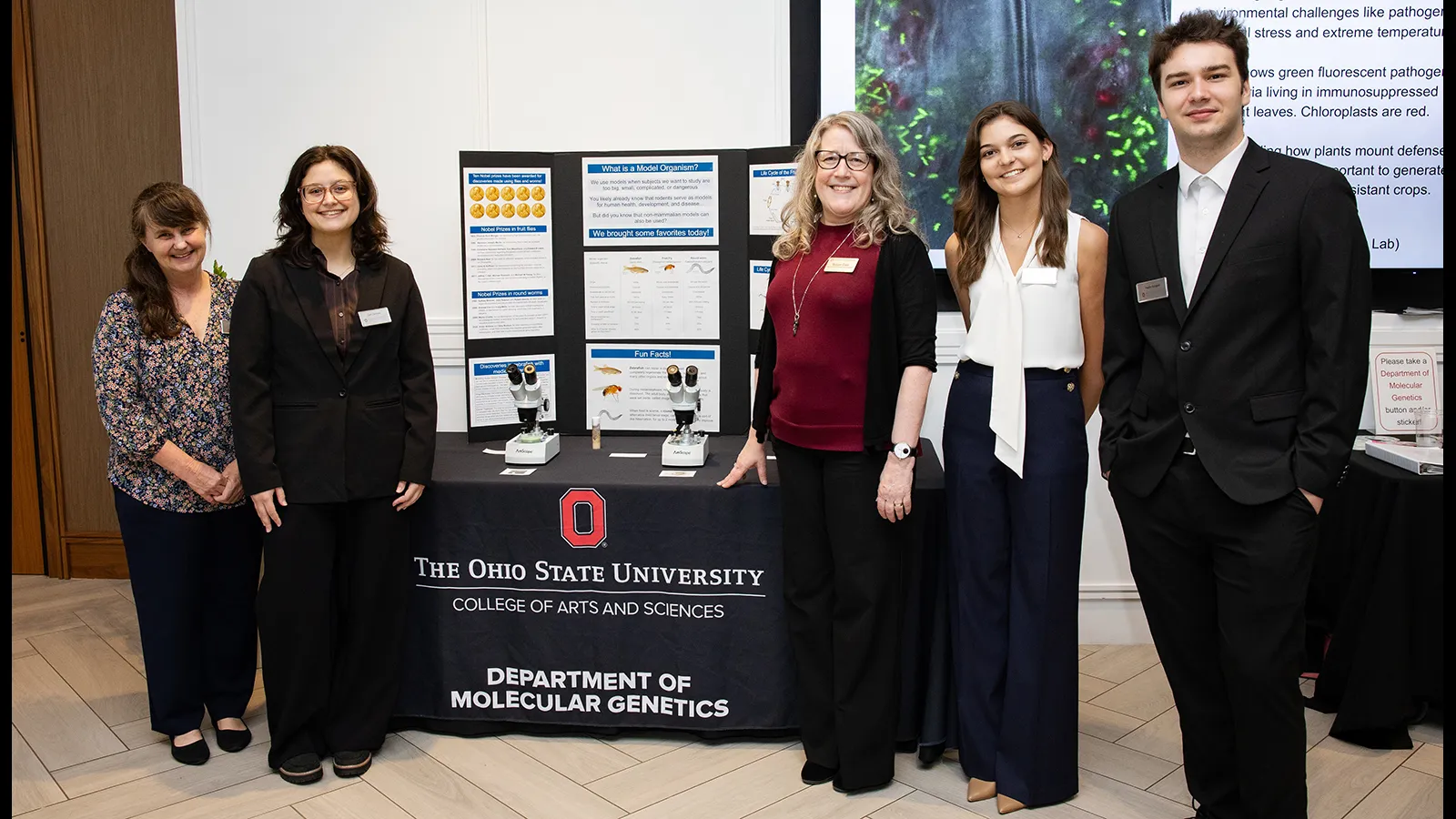 Sharon Amacher, Carli Genova, Susan Cole, Amanda McCrary, and Paolo Sinopoli waiting for visitors 