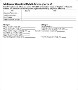 Sample Undergraduate Advising form page 3