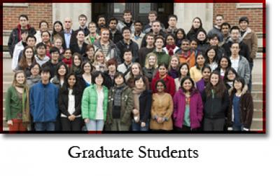 Mol Gen Graduate Students on the stairs of Jennings Hall