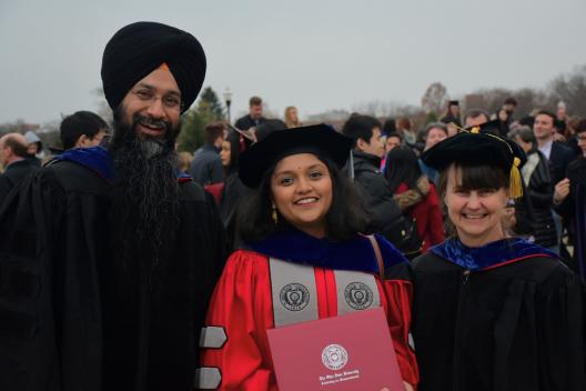 Amrit, Pooja, and Sharon at Graduation 2019