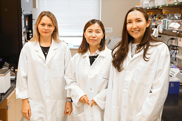 Ardak Kakimova, Sandugash Sandybayeva and Yelena Zaparina in the Hamel lab