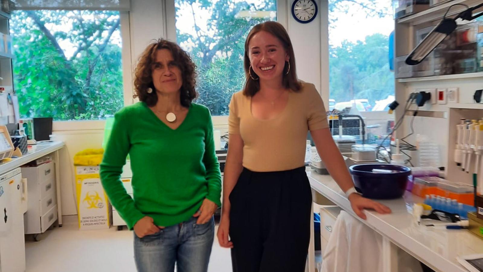 Emily Raiff (Molecular Genetics major) with her research advisor Dr. Nathalie Bonnefoy at U. Paris-Saclay