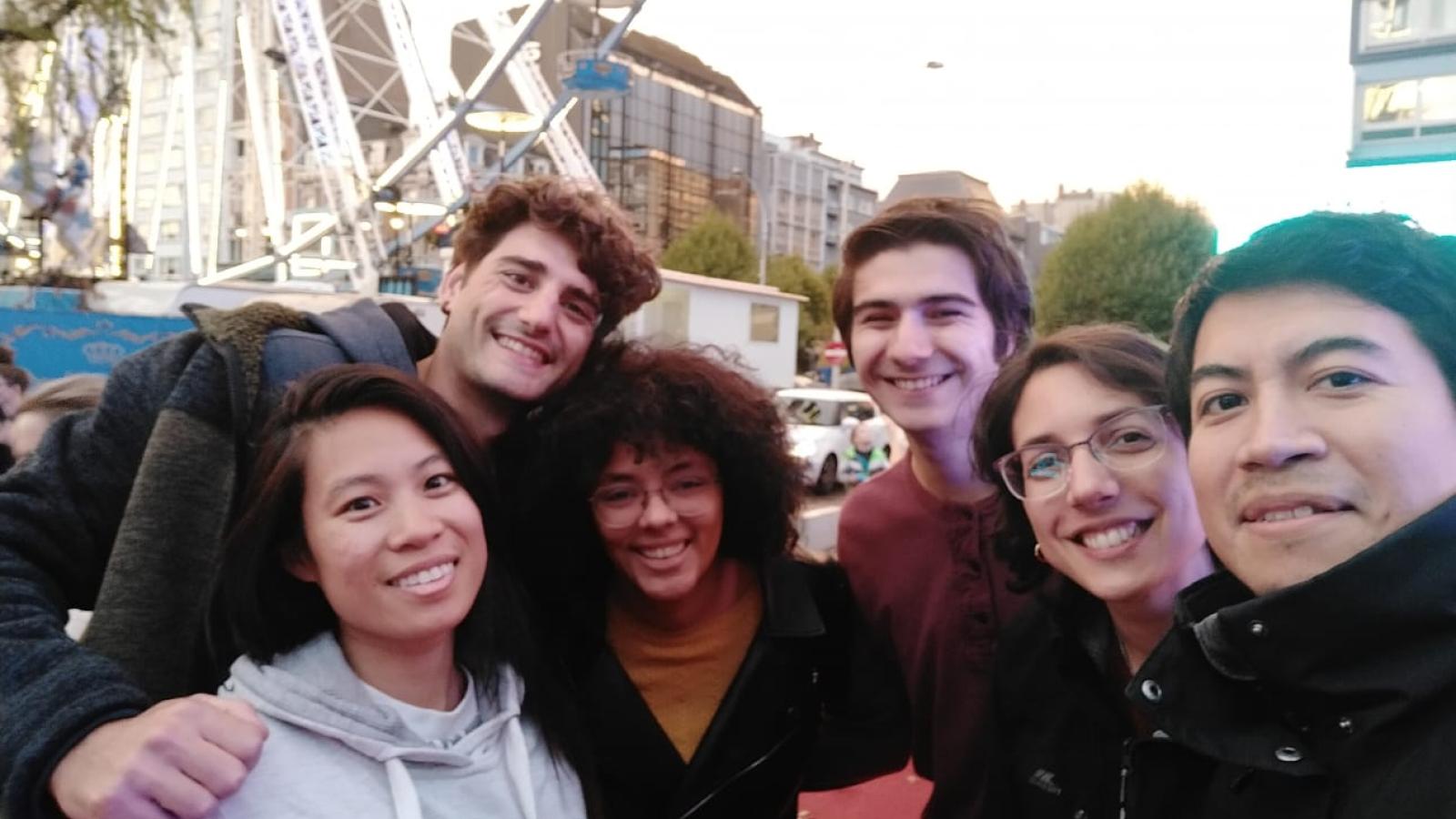 Mitchell Ticoras and his lab members enjoying some downtime in Liège.