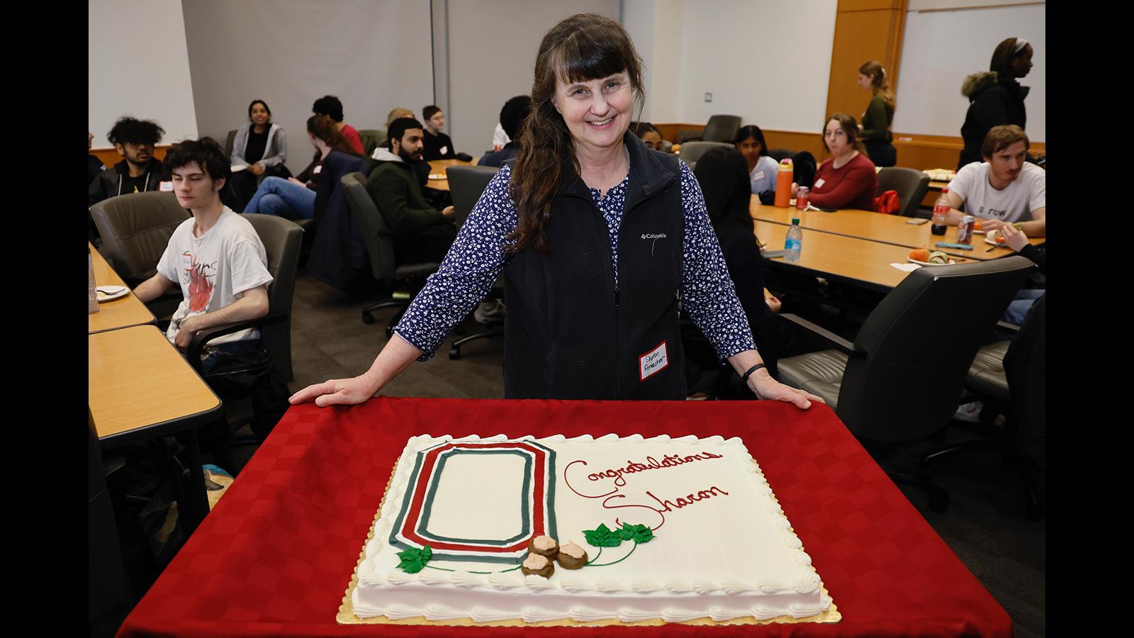 Sharon and her celebratory cake